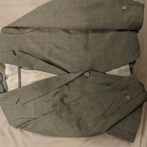 Checkered One Button Fitted Blazer